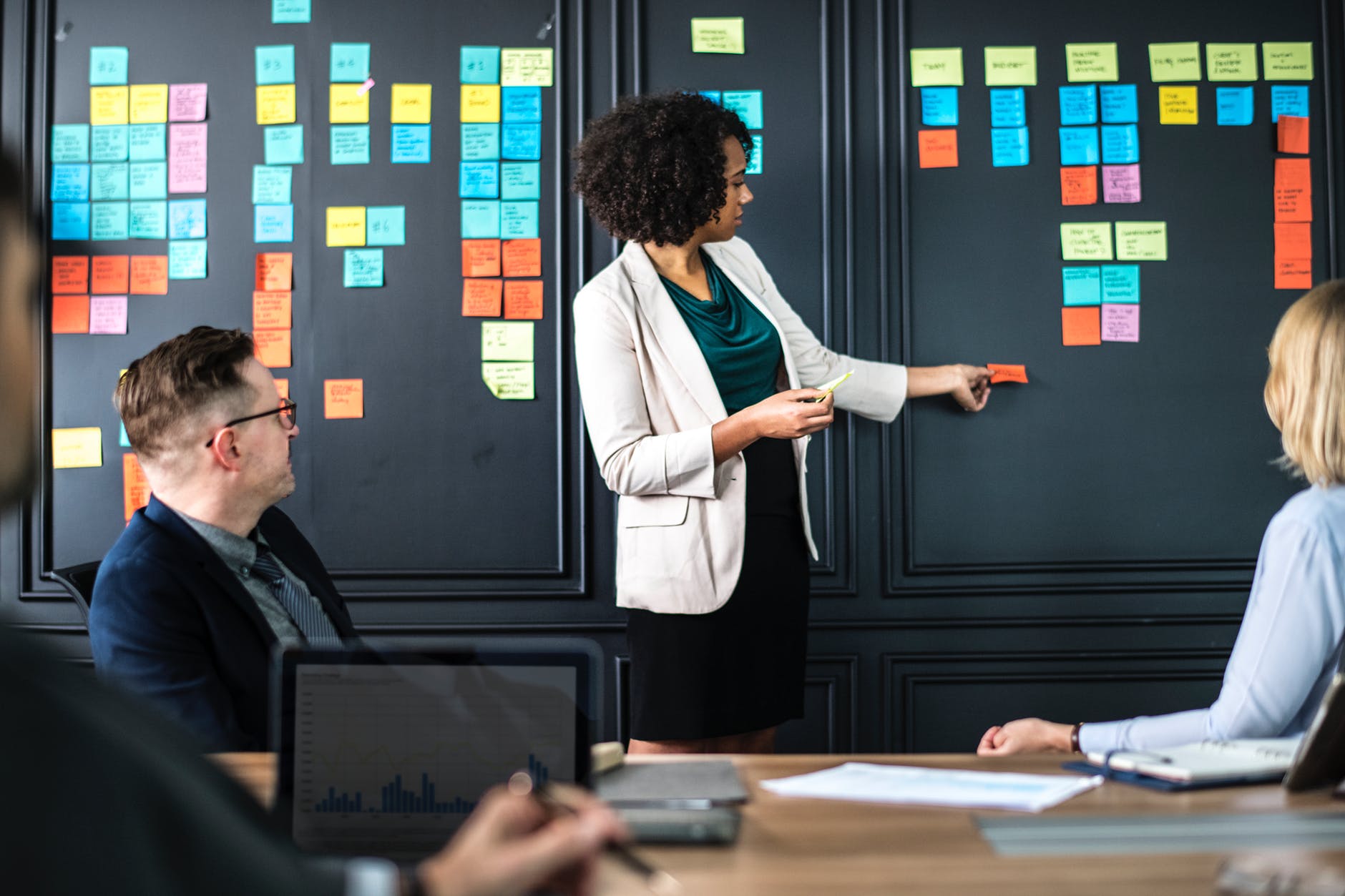 Professional woman giving presentation