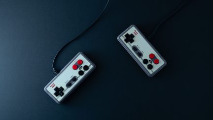 two videogame controllers