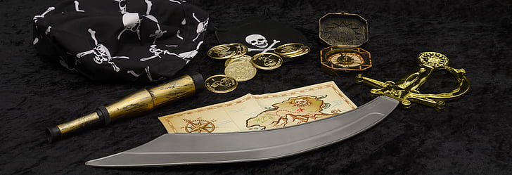 pirate accessories on a desk